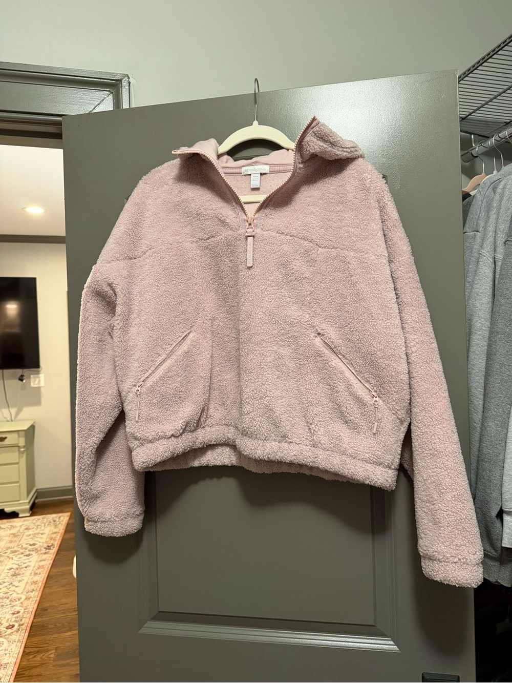 Beyond Yoga Dusty Rose Sherpa Half-Zip Pullover